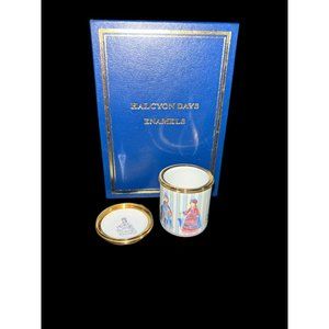 Vintage Halcyon Days Victorian Dolls Enamel Canister Pill Box Bilston & Batterse